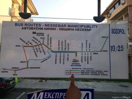 Карта и расписание автобусов в Болгарии